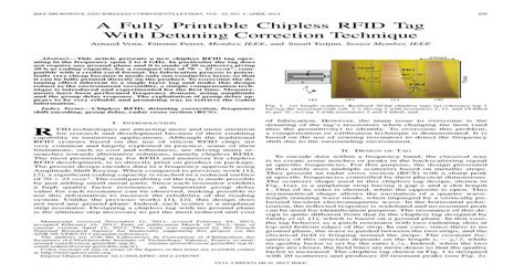 a fully printable chipless rfid tag with detuning correction technique|Design of Compact and Auto.